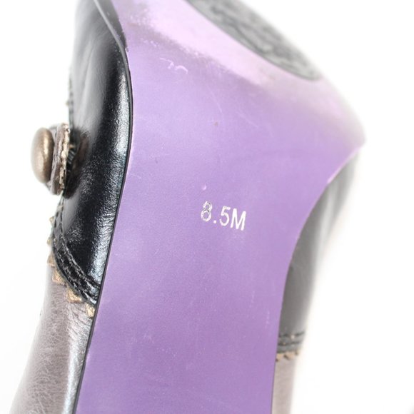 Bobbi Blu Anthropologie Black Leather Cap Heels - Picture 8 of 12